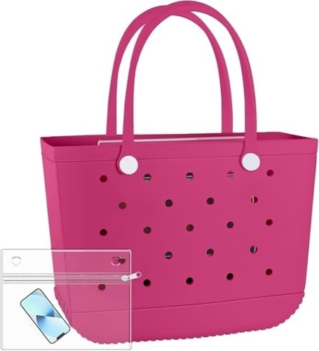 Rose red rubber beach bag - Lot 3545ah