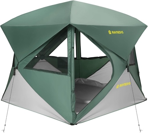 Camping Tent,Instant Cabin Tent, Setup in 60 Seconds, 4 Person Pop up Tents for Camping, Hub Tents, Rainfly, Windproof, UV Resistant, Large Camping Tent Sun Shelter with Removable Floor - Lot 3506