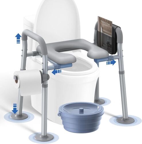 Raised Toilet Seat with Handles Open-Front Design, Adjustable - Lot 3707
