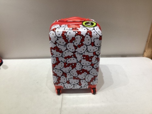 Hello Kitty All Over Print Suitcase with Wheels and Retractable Handle - Lot 203