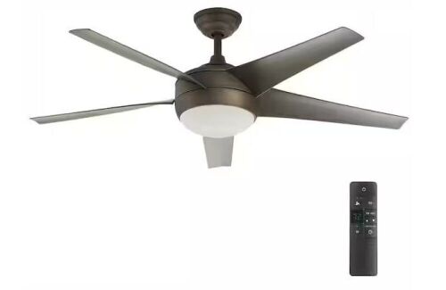 Home Decorators Collection Windward IV 52 in. Indoor LED Oil Rubbed Bronze Ceiling Fan with Dimmable Light Kit, Remote Control and Reversible Motor - Lot 172JF