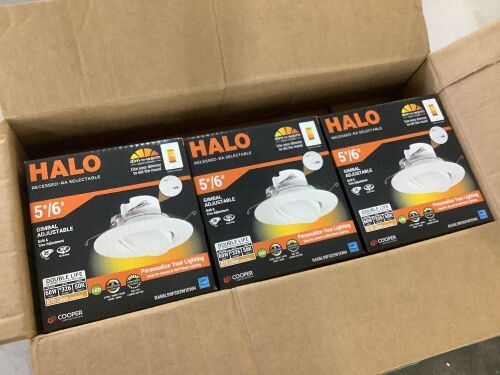 Lot of (3) HALO RA 5/6 in. Integrated LED Recessed Light Trim, 600 Lumens/900 Lumens, 5 Selectable CCT, D2W, 120-Volt - Lot 265JF
