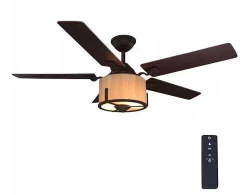 Home Decorators Collection Freyton 52 in. LED Oil Rubbed Bronze Indoor Ceiling Fan with Light Kit and Remote Control Included - Lot 278JF