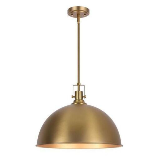 LamQee 1-Light Brushed Gold Single Pendant Light with Metal Dome Shade - Lot 571JF