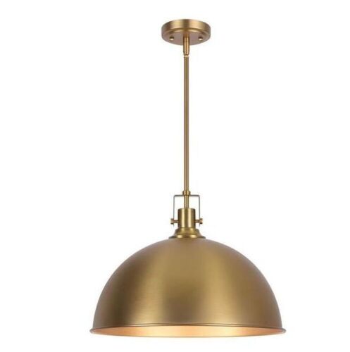 LamQee 1-Light Brushed Gold Single Pendant Light with Metal Dome Shade - Lot 572JF