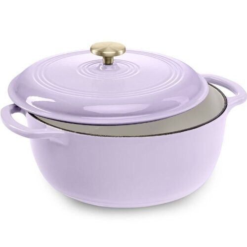 Cast-Iron Dutch Oven Kitchen Cookware w/ Enamel, Handles - 6qt - Lot 781