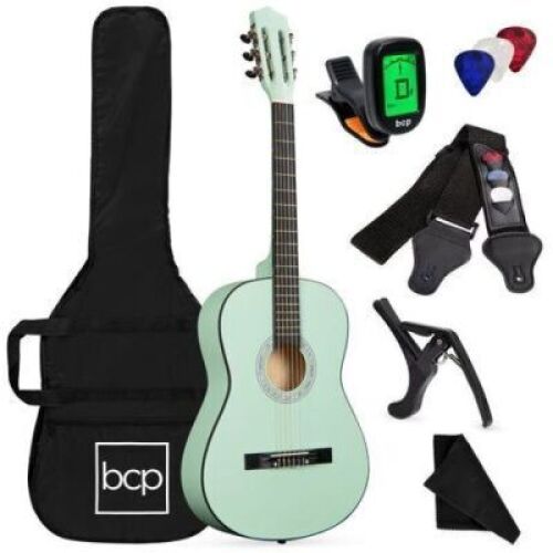 Beginner Acoustic Guitar Set w/ Case, Strap, Extra Strings - 38in - Lot 795