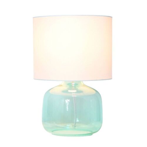 Glass Table Lamp with Fabric Shade - Lot 676JF