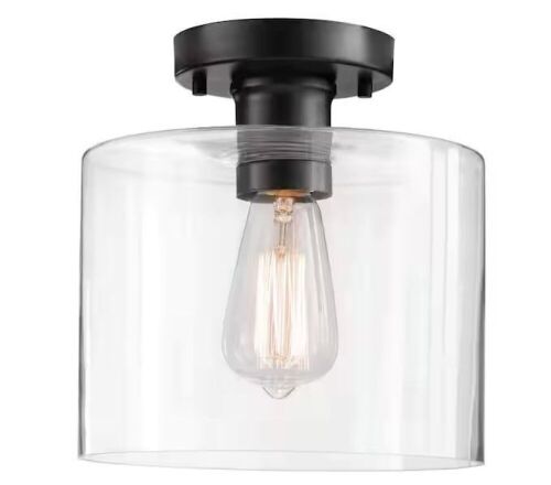 Lot of (2) Hampton Bay Westbrook 8 in. 1-Light Matte Black Flush Mount - Lot 766JF