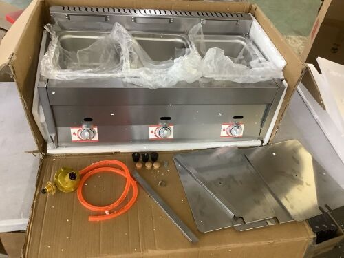 3 Pan Gas Deep Fryer - Scratch & Dent, Never Used - Lot 97
