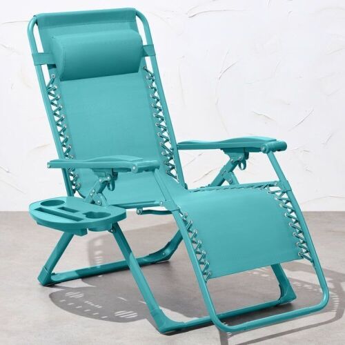 Monochromatic Zero Gravity Patio Chair Recliner w/ Side Tray, Headrest - Lot 541