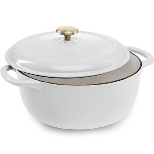 Cast-Iron Dutch Oven Kitchen Cookware w/ Enamel, Handles - 6qt - Lot 509