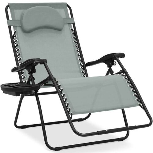 Oversized Reclining Zero Gravity Chair Lounger w/ Cup Holder, Pillow - Lot 602