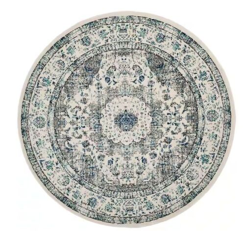 SAFAVIEH Evoke 9 ft. x 9 ft. Gray/Ivory Round Border Medallion Distressed Area Rug - Lot 264JF