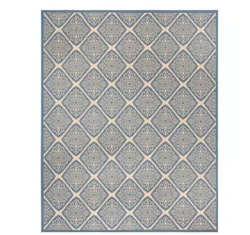 SAFAVIEH Beach House Cream/Blue 9 ft. x 12 ft. Medallion Indoor/Outdoor Patio Area Rug - Lot 269JF