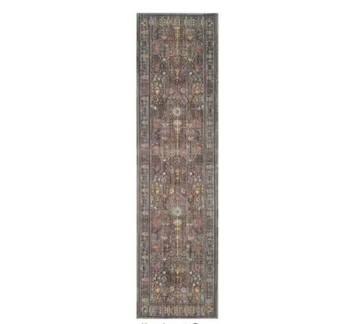 SAFAVIEH Valencia Grey/Multi 2 ft. x 12 ft. Border Runner Rug - Lot 370JF
