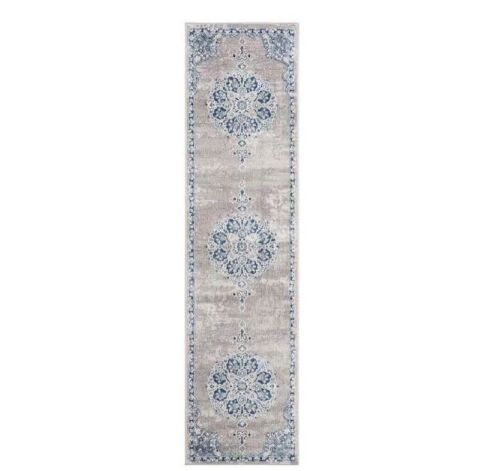 SAFAVIEH Brentwood Light Gray/Blue 2 ft. x 6 ft. Distressed Medallion Floral Runner Rug - Lot 467JF