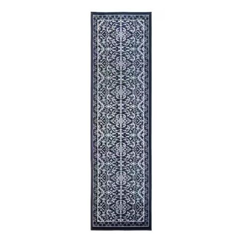 SAFAVIEH Montage Navy/Ivory 2 ft. x 8 ft. Border Indoor/Outdoor Patio Runner Rug - Lot 470JF
