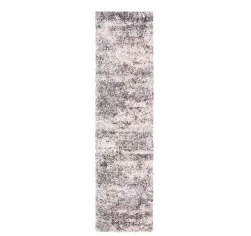 SAFAVIEH Berber Shag 2 ft. x 8 ft. Gray/Cream Distressed Solid Runner Rug - Lot 471JF