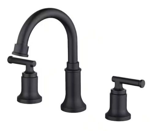 Glacier Bay Oswell 8 in. Widespread Double Handle High-Arc Bathroom Faucet in Matte Black - Lot 476JF