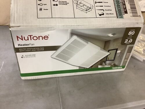 Broan-NuTone 80 CFM Ceiling Bathroom Exhaust Fan with Light and 1300-Watt Heater - Lot 560JF
