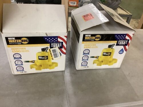 Lot of (2) Wayne 1/6 HP WaterBUG Submersible Utility Pump with Multi-Flo Technology - Lot 567JF
