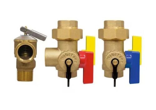 Webstone 3/4 in. EXP Ultra-Compact Tankless Water Heater Service Valve Kit with 2-Lead Free Full Port Brass Ball Valves - Lot 568JF