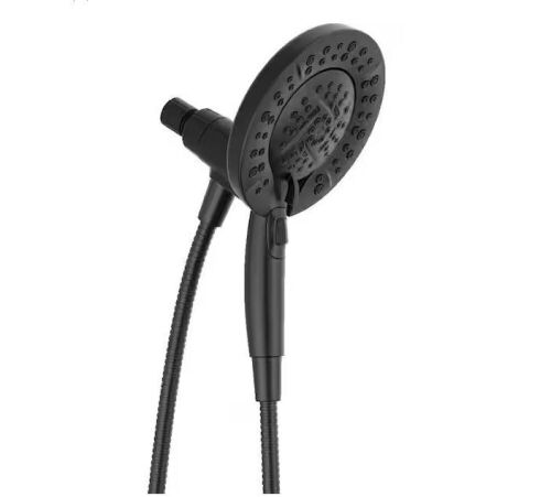 Delta In2ition Two-in-One 5-Spray Patterns 6.63 in. Wall Mount Dual Shower Heads in Matte Black - Lot 570JF