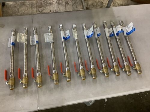 Lot of (11) SharkBite Max 18 Inch Stainless Steel Corrugated Flexible Water Heater Connector, 3/4 x 3/4 Inch Connection - Lot 578JF
