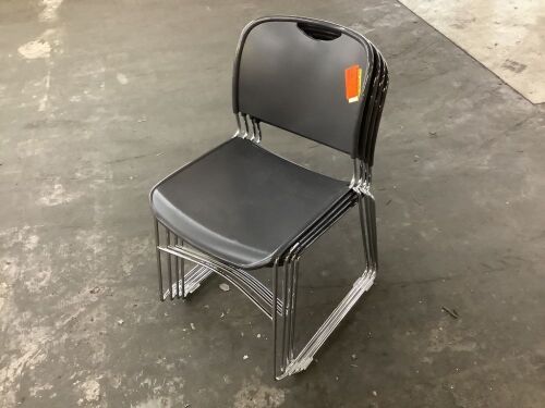 National Public Seating NPS 8500 Series Gunmetal Ultra-Compact Plastic Stack Chair, 4-Pack - Lot 367JF