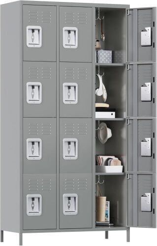 SUPEER Metal Storage Lockers with 12 Doors & Hooks - Lot 42