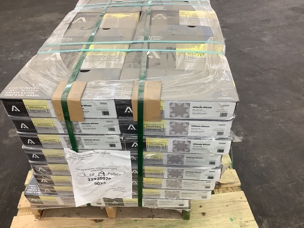 1,440 square feet, (48) Cases of Armstrong Universal Hillside Wheat 3 MIL x 12 in. W x 12 in. L Peel and Stick Water Resistant Vinyl Tile Flooring - Image 6 - Lot 13JF