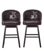 Noble House Set of 2 Ogden 41.5 in. Brown Swivel Cushioned Bar stools - Thumbnail 1