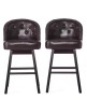 Noble House Set of 2 Ogden 41.5 in. Brown Swivel Cushioned Bar stools - Thumbnail 1