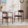 Set of 2 Zoey Walnut plus Black plus Dark Brown Faux Leather Upholstered Dining Chairs Metal Frame - Thumbnail 1