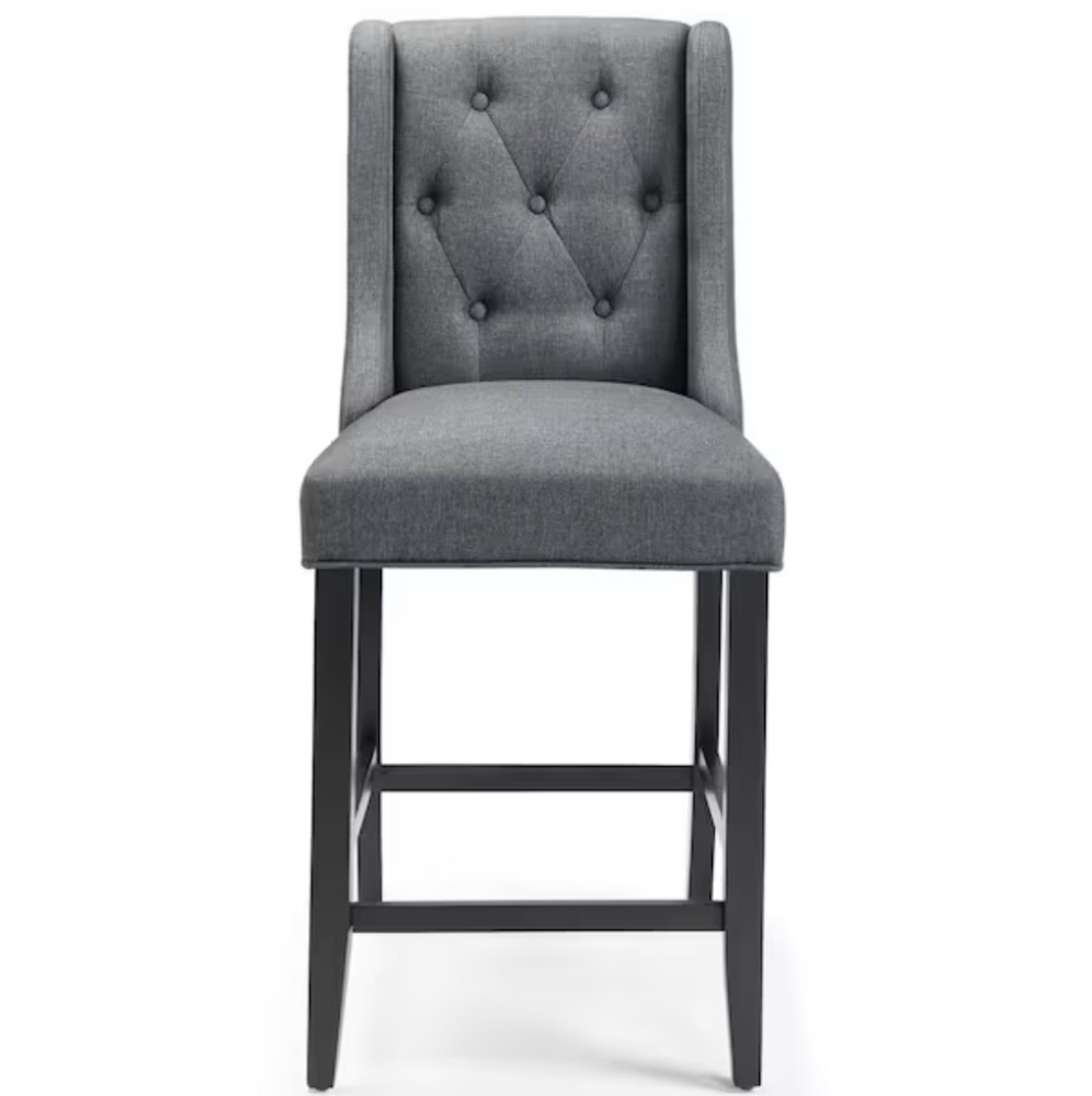 Modway Baronet 26.5 Gray Tufted Button Upholstered Fabric Counter Stool - Image 1 - Lot 93JF