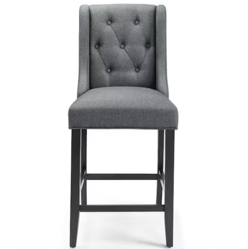 Modway Baronet 26.5 Gray Tufted Button Upholstered Fabric Counter Stool - Lot 94JF