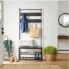 StyleWell Black Metal and Walnut Wood Seat Hall Tree - Thumbnail 1