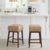 Home Decorators Collection Set of 2 Fairgate Backless Woven Counter Stools with Walnut Brown Legs - Thumbnail 1
