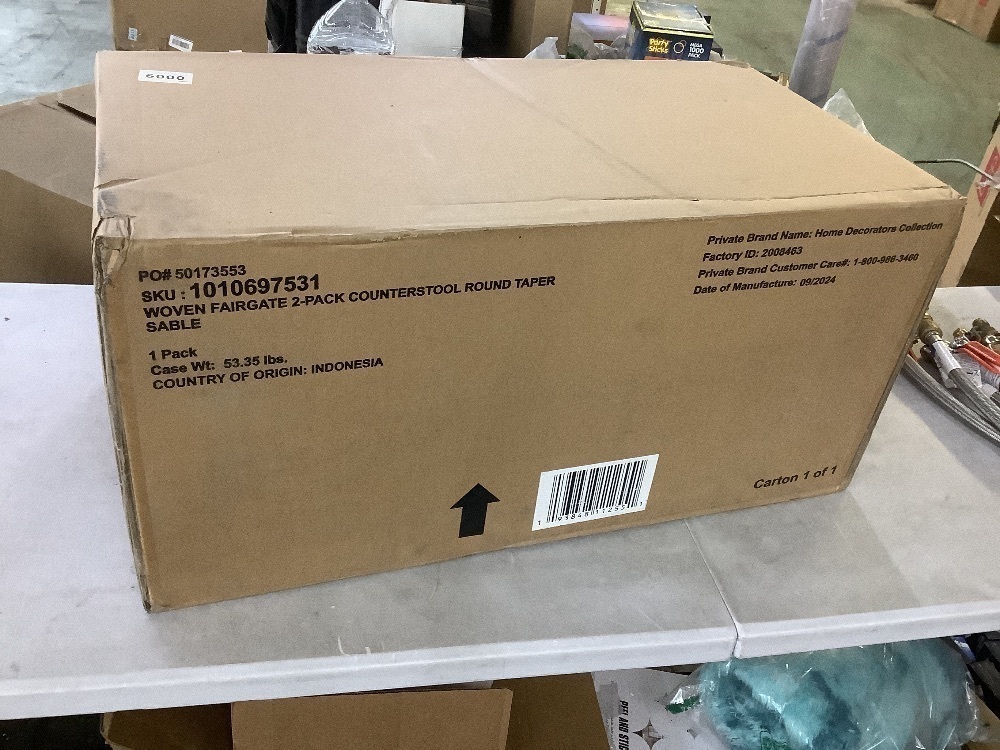 Home Decorators Collection Set of 2 Fairgate Backless Woven Counter Stools with Walnut Brown Legs - Image 2 - Lot 96JF