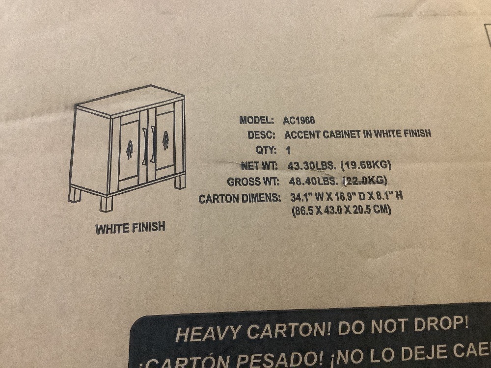 Chabot 28 in. White Rectangular Accent Storage Cabinet - Image 3 - Lot 98JF
