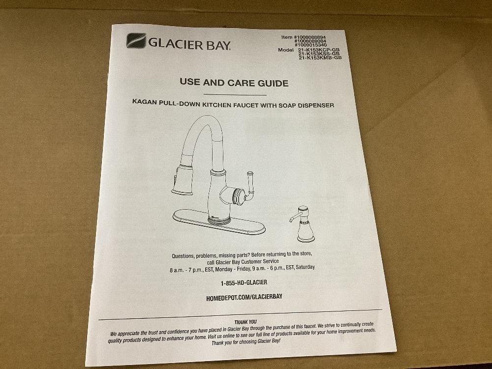 Glacier Bay Kagan Stainless Steel 15 in. H Pull Down Sprayer Kitchen Faucet with 360° Swivel Spout - Image 5 - Lot 162JF