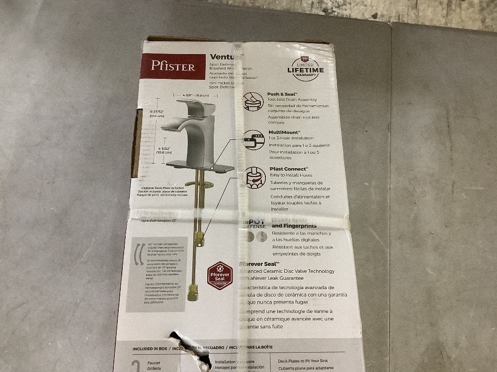Pfister Venturi Single Hole Single-Handle Bathroom Faucet in Spot Defense Brushed Nickel - Image 5 - Lot 163JF