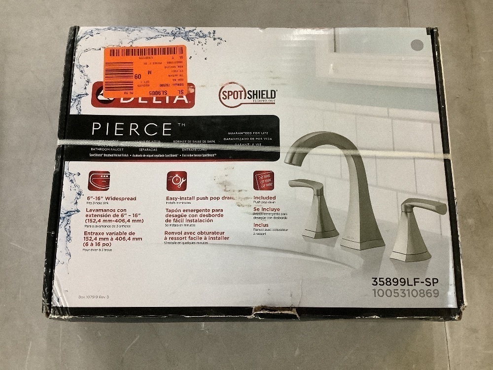Delta Pierce 8 in. Widespread 2-Handle Bathroom Faucet in SpotShield Brushed Nickel - Image 2 - Lot 166JF