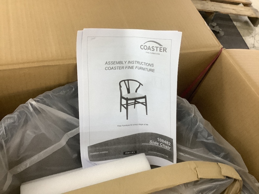 Coaster Set of 2 Dinah Beige and Black Fabric Danish Y-Shaped Back Wishbone Dining Side Chairs - Image 3 - Lot 172JF