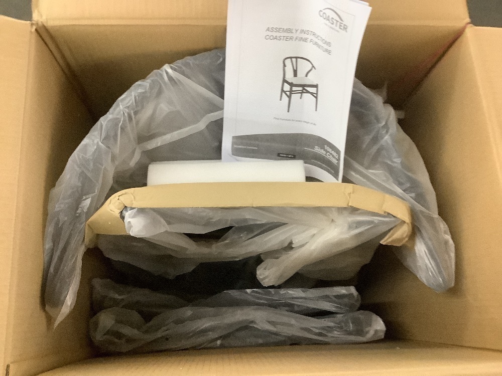 Coaster Set of 2 Dinah Beige and Black Fabric Danish Y-Shaped Back Wishbone Dining Side Chairs - Image 4 - Lot 172JF