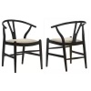 Coaster Set of 2 Dinah Beige and Black Fabric Danish Y-Shaped Back Wishbone Dining Side Chairs - Thumbnail 1