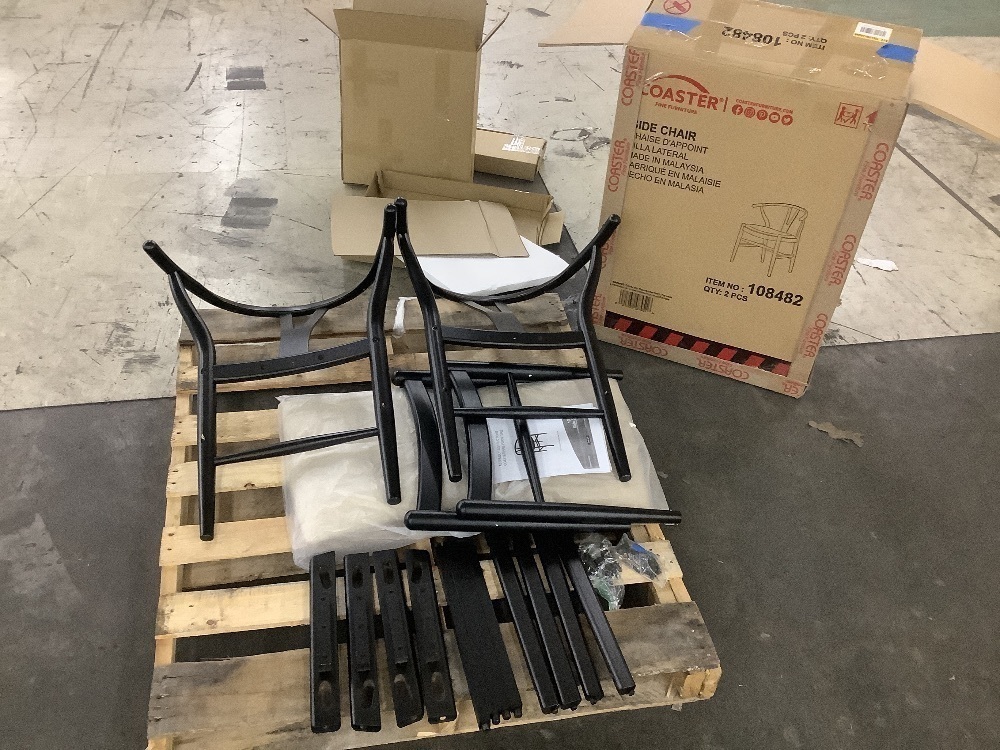 Coaster Set of 2 Dinah Beige and Black Fabric Danish Y-Shaped Back Wishbone Dining Side Chairs - Image 2 - Lot 173JF