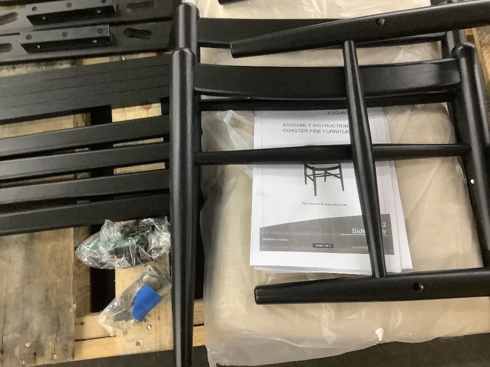 Coaster Set of 2 Dinah Beige and Black Fabric Danish Y-Shaped Back Wishbone Dining Side Chairs - Image 5 - Lot 173JF