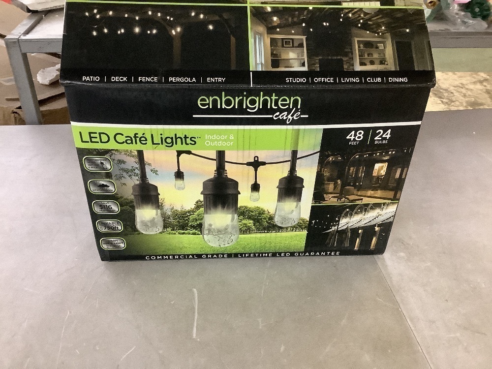Enbrighten 24 Bulb 48 ft. Outdoor/Indoor Black Vintage LED String Lights, Acrylic Edison Bulbs - Image 2 - Lot 177JF